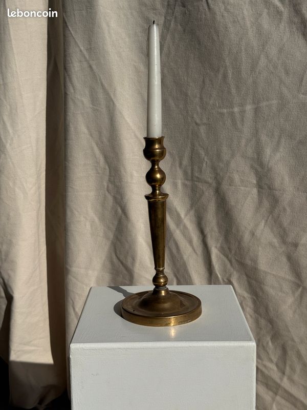 Grand bougoir doré en laiton forme classique H17 D13,5 (image 13)