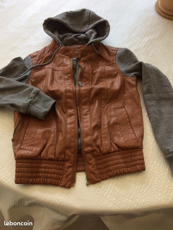 Blouson fille 12 ans ni-matière gris&marron (image 1)