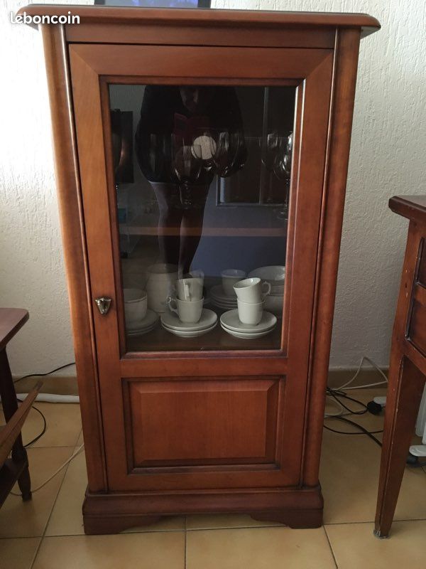 Meuble vitrine pour rangement CD et chaîne Hi-fi ou verres (image 1)