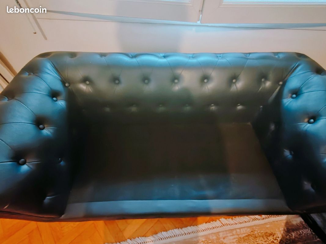 Canapé chesterfield semili cuir 2 places (image 5)