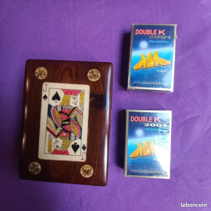 Ancienne Boîte En Bois Pour Jeux De Cartes - Bridge, Whist, Poker - Vintage
