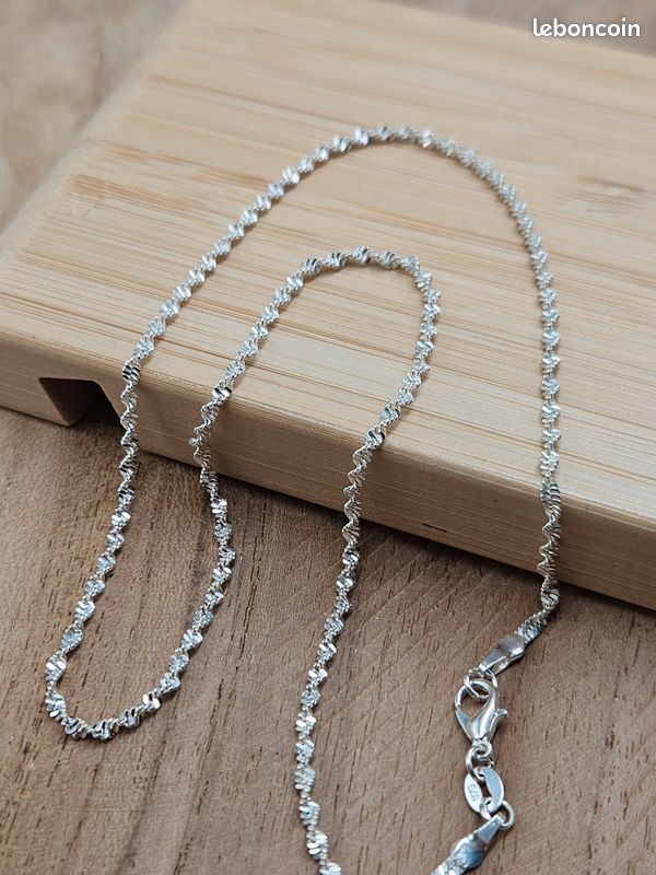 Collier Chaîne En Argent Massif 925 - Maille Art Nouveau, Simple Et élégant