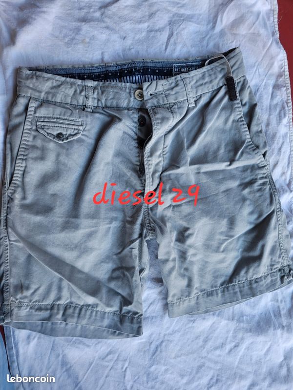 Short homme diesel gris taille 29 Ceinture 80 Entrejambe au bas 18