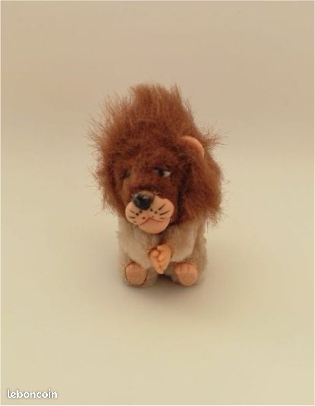 Peluche Lion Cowboy Vintage Années 70 – Décoration Rare Sur Socle