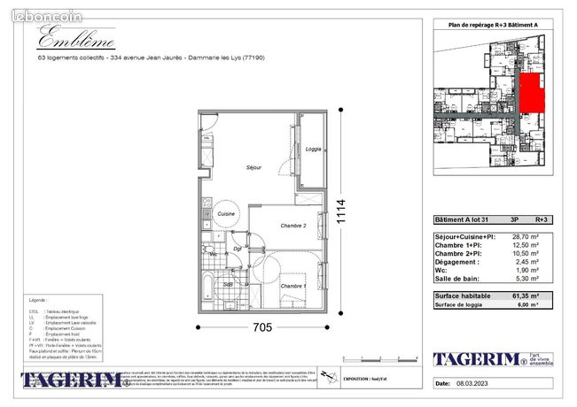 Appartement a louer dammarie-les-lys - 3 pièce(s) - 61 m2 - Surfyn