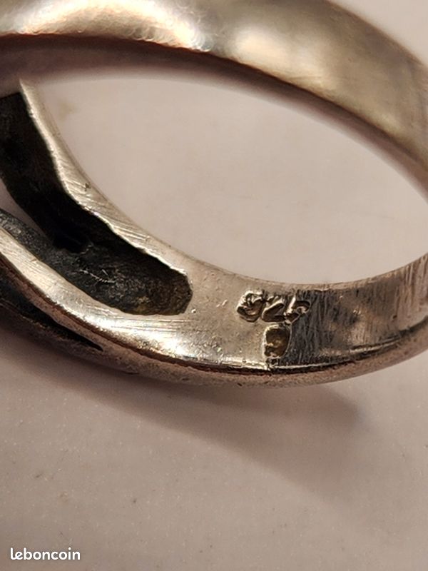 Bague Ancienne En Argent Massif Et Grenats (taille 54-56), Années 1930 - Vintage