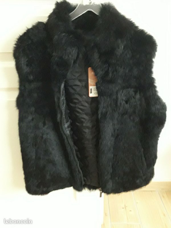 Veste Noire Sans Manches Avec Col En Fausse Fourrure - Taille Unique - Style Décontracté Femme