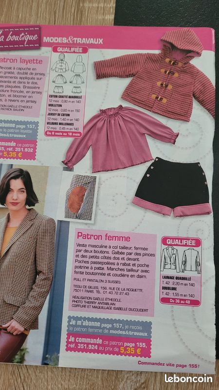 Patron De Couture Modes Et Travaux N°986 - Ancien, Occasion, France