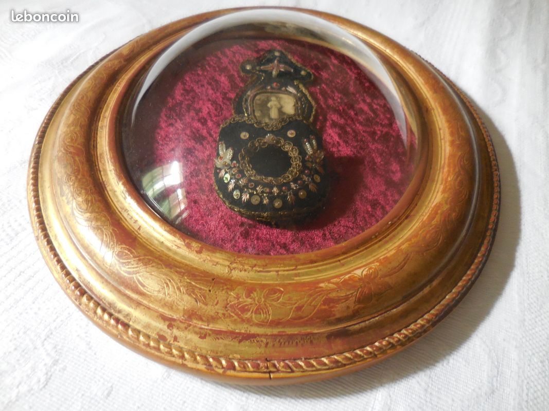 Lot De 2 Cadres Religieux En Verre Bombé - Décoration Chrétienne Vintage - Occasion