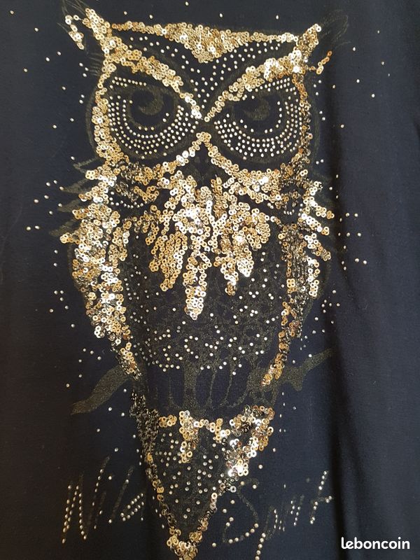 Tee-shirt bleu avec chouette. Femme (image 1)