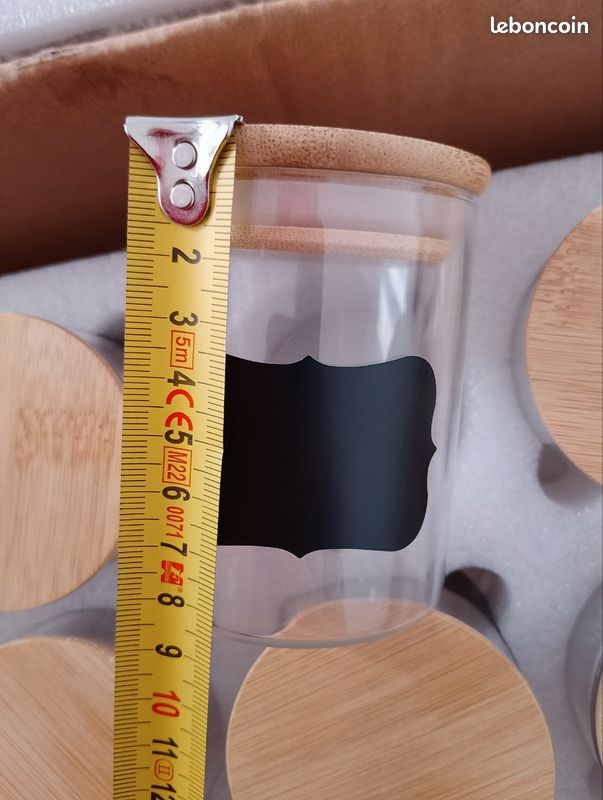 Lot de 12 pots à épices pots de conservation Pots à épices en verre 120 ml avec couvercle en bois de haute qualité en bambou pour conserver les herbes à thé et les épices