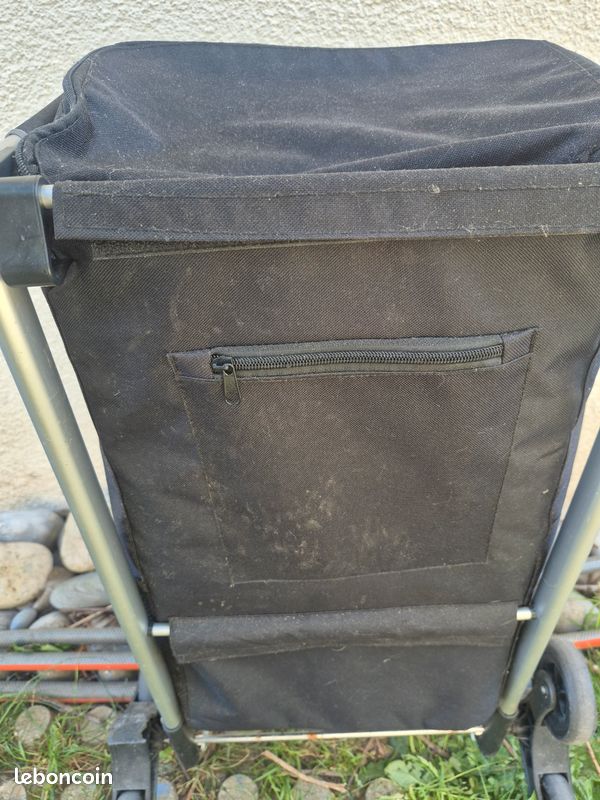 DROMEZ Chariot de courses - Grandes roues - Pliable - 50 l - Grand sac de courses avec roulettes - Charge maximale : 50 kg - Noir et gris