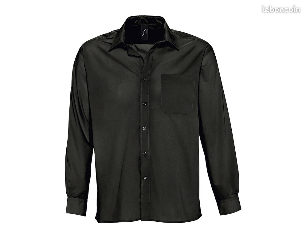 Chemise Homme Manches Longues Noire JERZEES - Taille 2XL - Neuf (sans étiquettes)