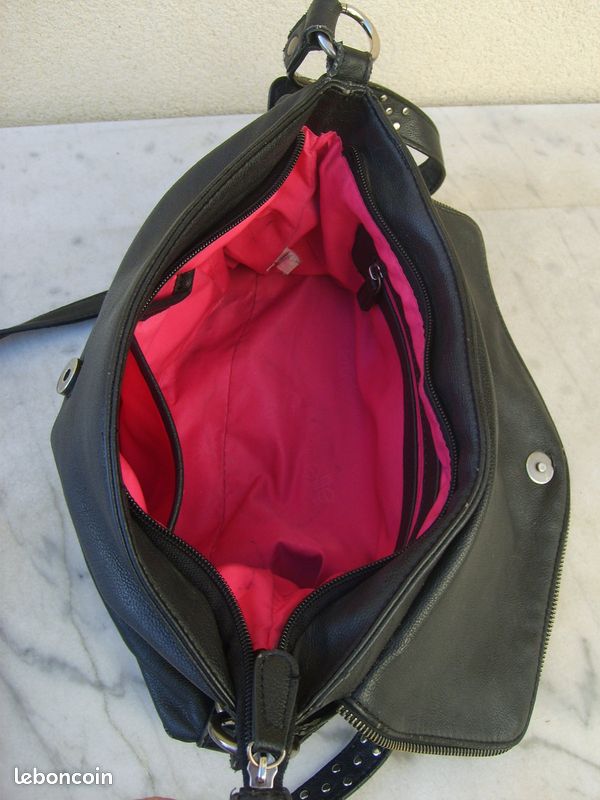 Sac à main ELITE noir avec intérieur rose vif (image 3)
