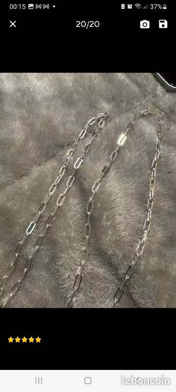 Collier Platine 950 Chaîne Maillons 4.8 Mm - Longueur 20 Pouces (50 Cm) - Neuf Personnalisable