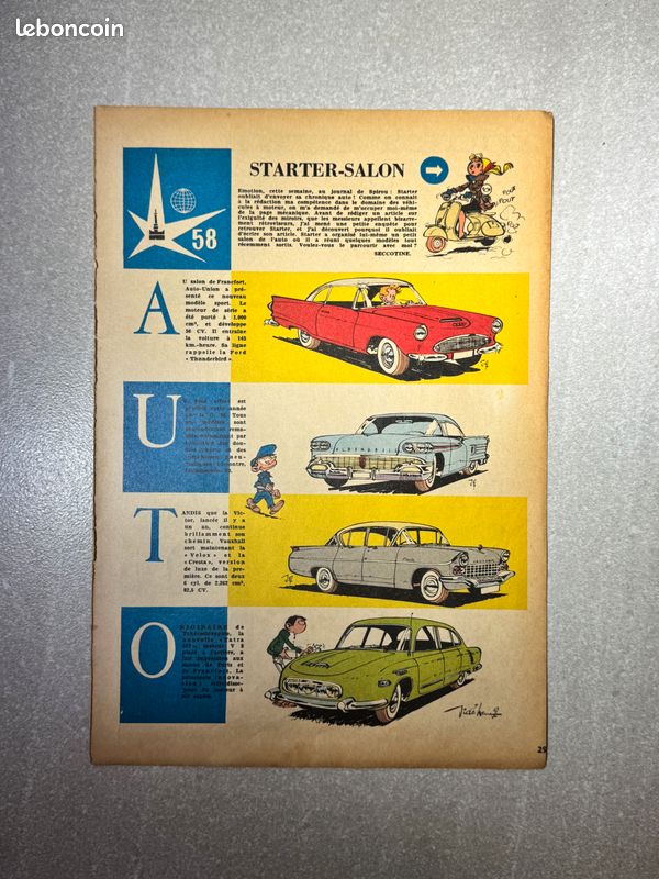 Cadre Photo A4 Noir Salon Auto Francfort 58 Album Journal BD Spirou (1958) (image 4)
