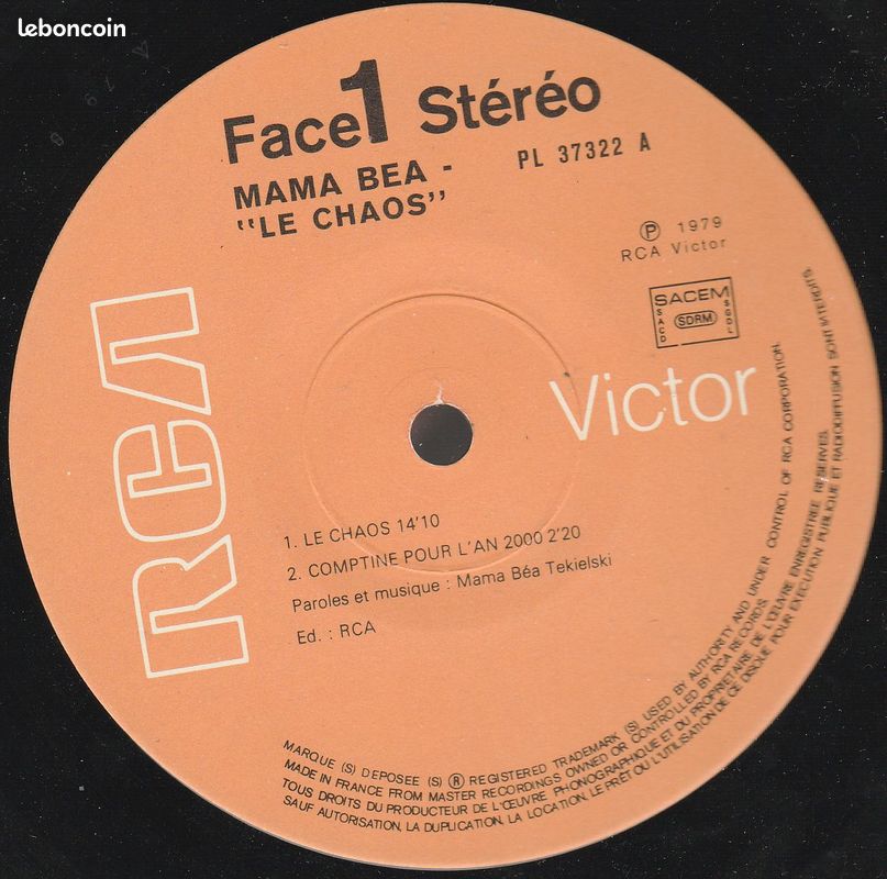 Mama Bea Tekielski: Le Chaos 33T 30cm LP Vinyl 1979 (image 3)