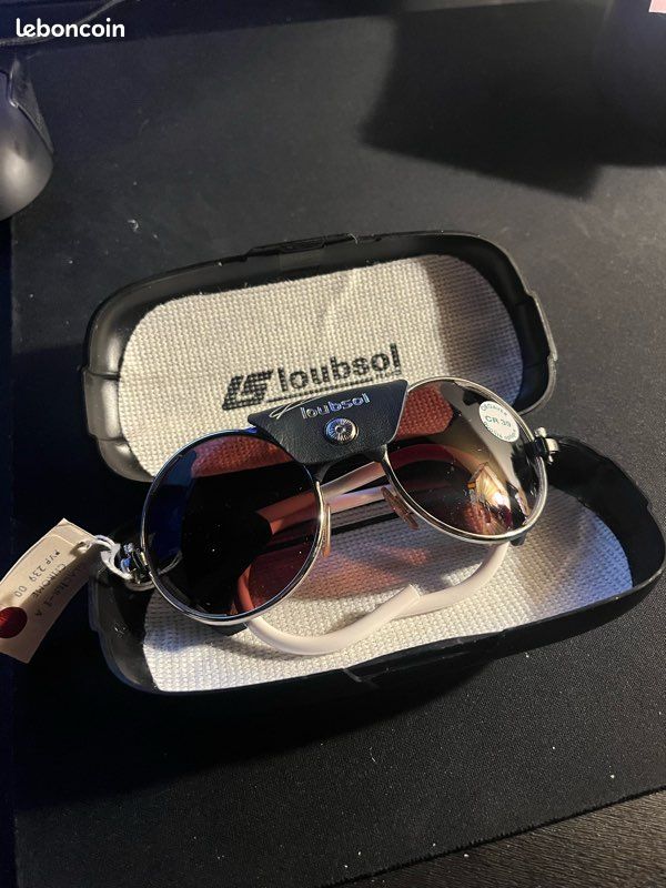 Masque/lunette SKI Adulte, SOLAR France, Argenté /rouge, vintage 70