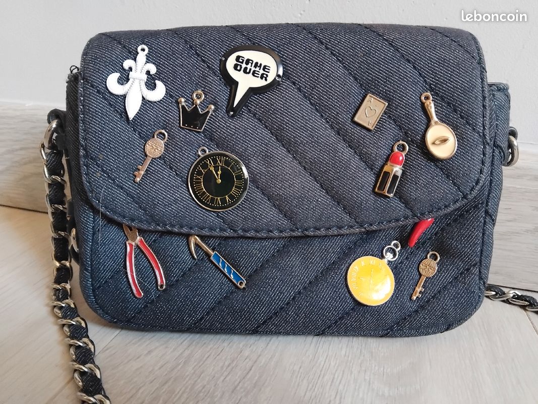 Sac zara en jean avec bandoulière pins décoratifs Accessoires