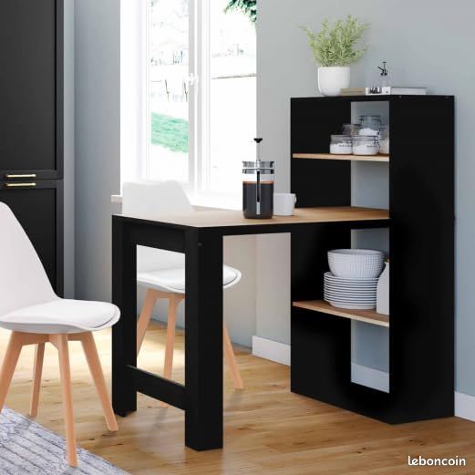 Bureau Bibliothèque Comtemporain Façon Hêtre et Noir (image 3)