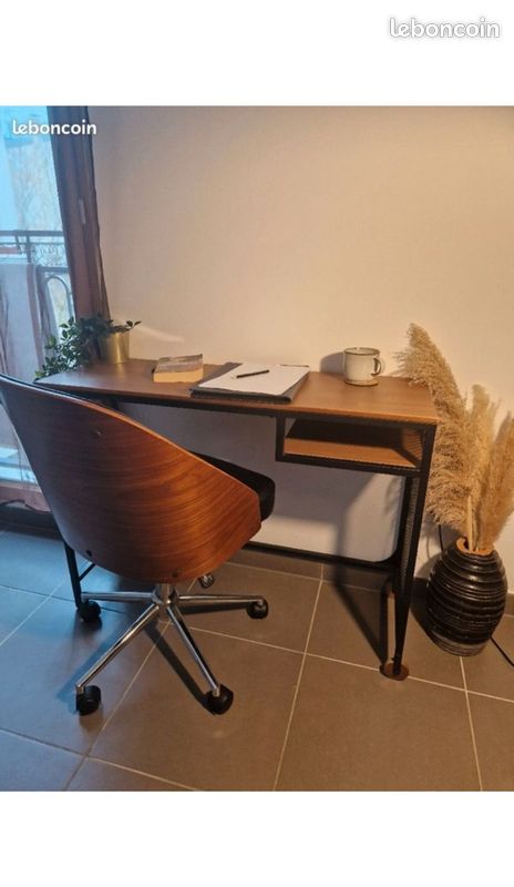 Chaise de bureau - Simili cuir - Noir - Hauteur ajustable (image 1)