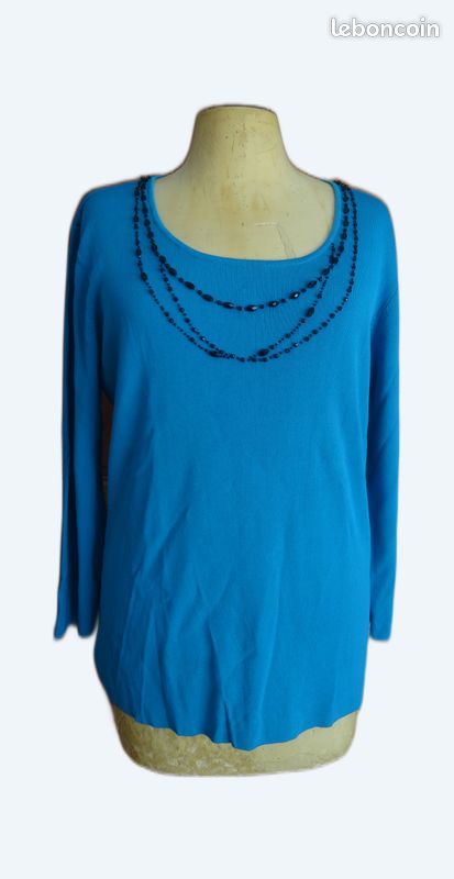 Pull Femme Bleu Fantaisie T 42/44 Neuf (image 1)