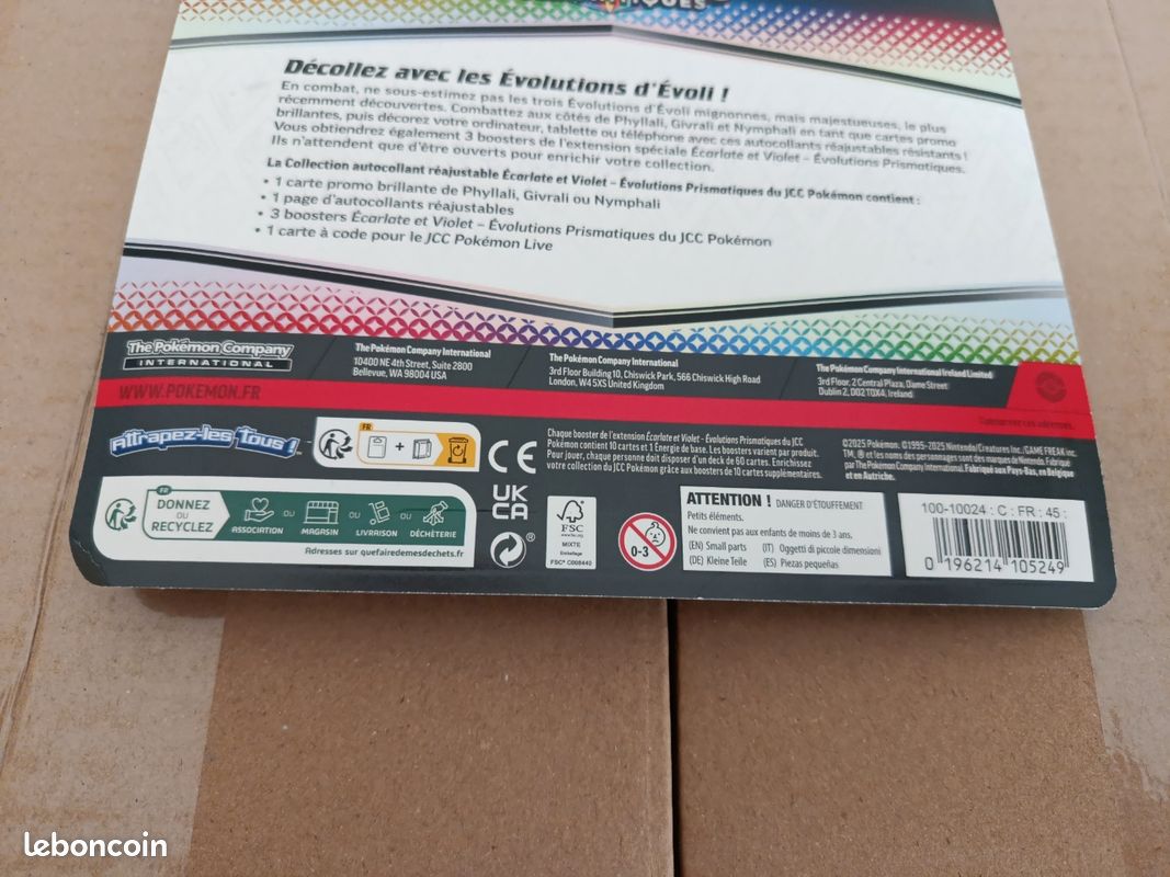 JCC Pokémon Tripack Évolutions Prismatiques – 3 Boosters + Promo Phyllali + Autocollants