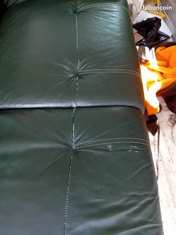Vends canapé cuir vert (image 2)