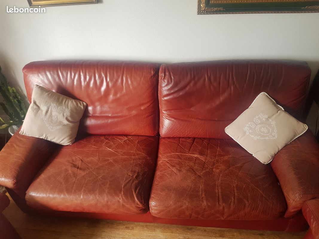 Canape cuir 3 places + 2 fauteuil (image 2)