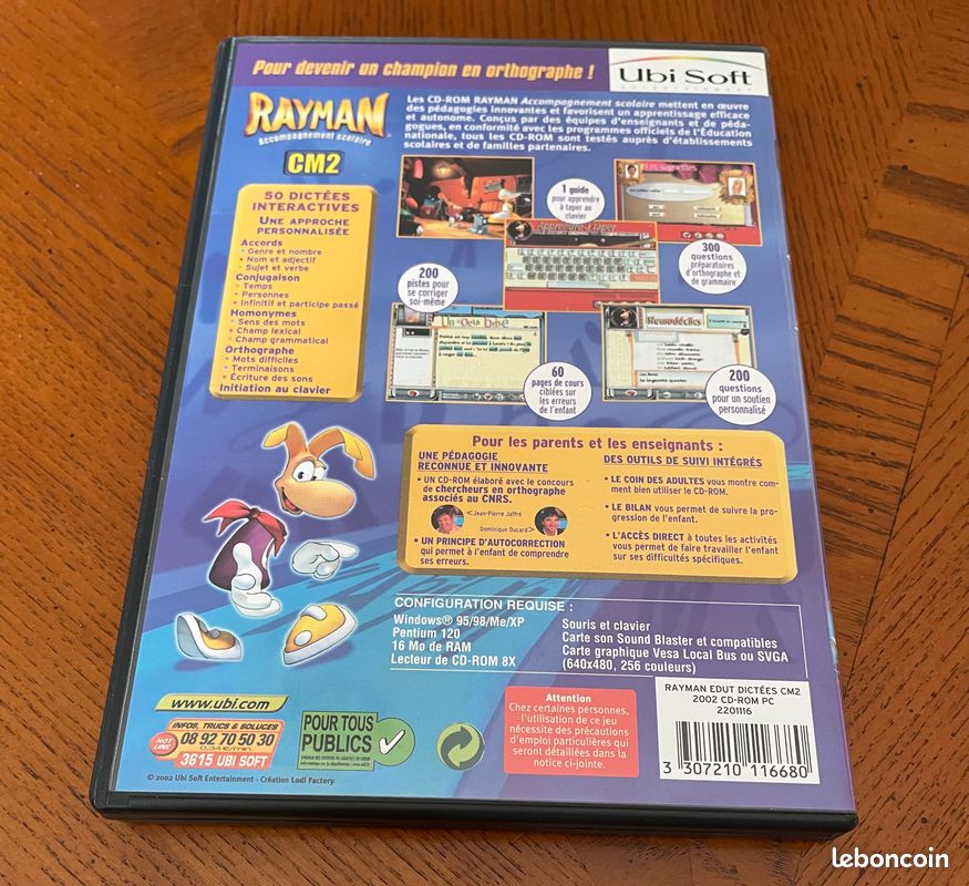 Jeu éducatif Rayman CE2 (8-9 Ans) - Dictées Et Orthographe Sur PC, Neuf Sous Blister