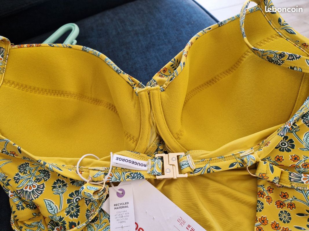 Maillot de bain Rougegorge 42/90E jaune moutarde á petites fleurs (image 8)