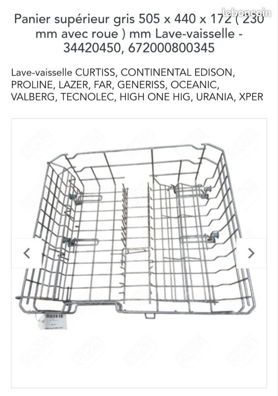 Panier lave vaisselle ( inférieur et supérieur) (image 8)