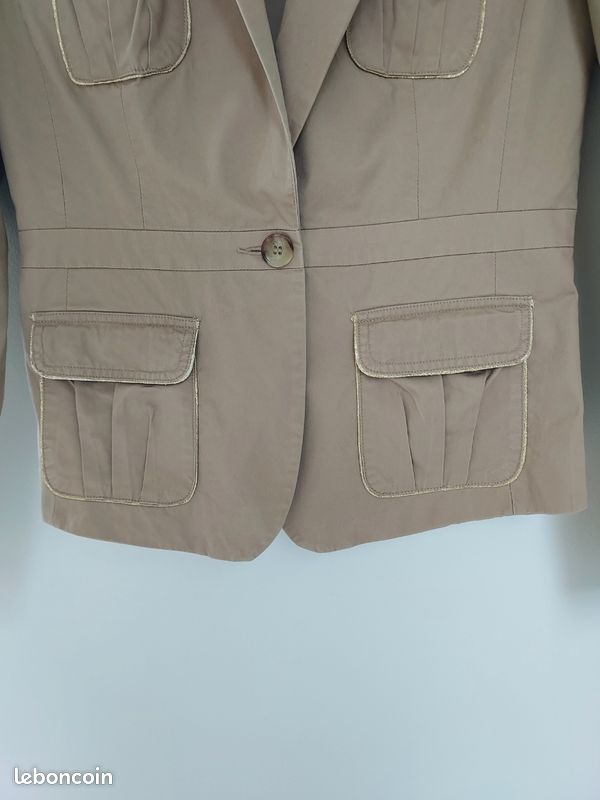 Tailleur veste 38 et jupe 40 Maison 1 2 3 beige et doré (image 11)