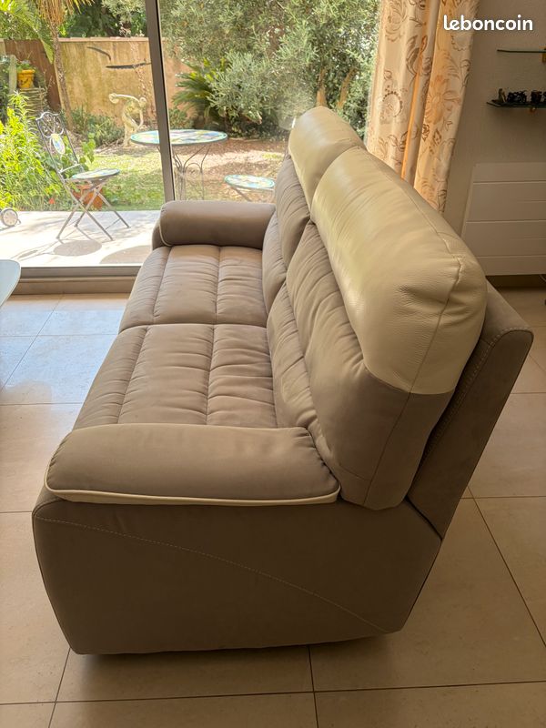 Urgent Canapé 3 places HomeSalons ANDREA – Microfibre & cuir (image 2)
