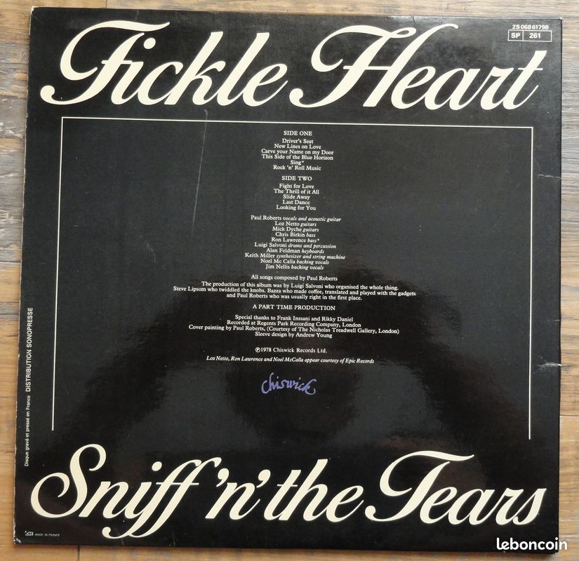 Disque Vinyle Stiff 'N' The tears 33T Fickle heart (image 2)
