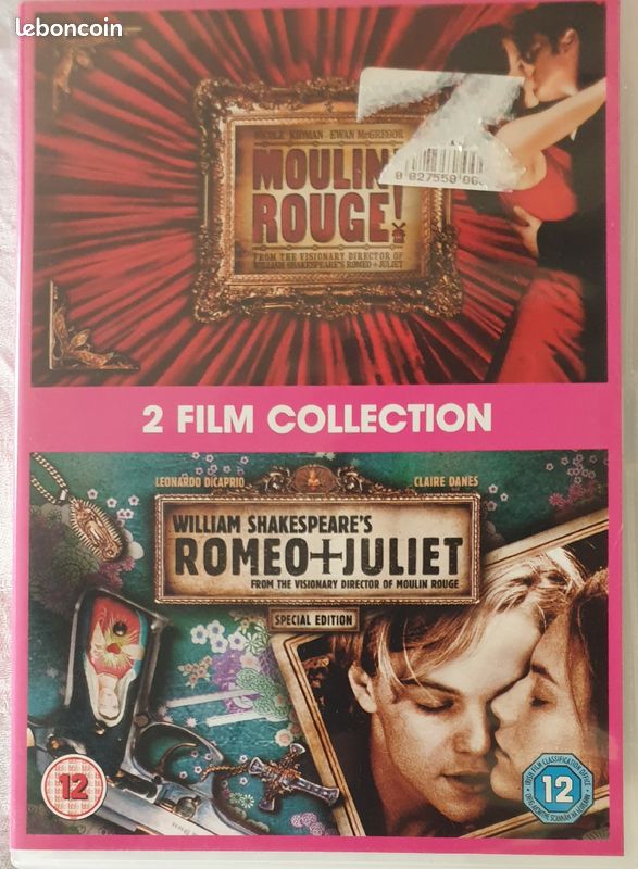 2 films: Romeo + Juliette (Leonardo Dicaprio Claire Danes) Moulin Rouge (Nicole Kidman Ewan McGregor) VO DVD film langue anglaise english (image 1)