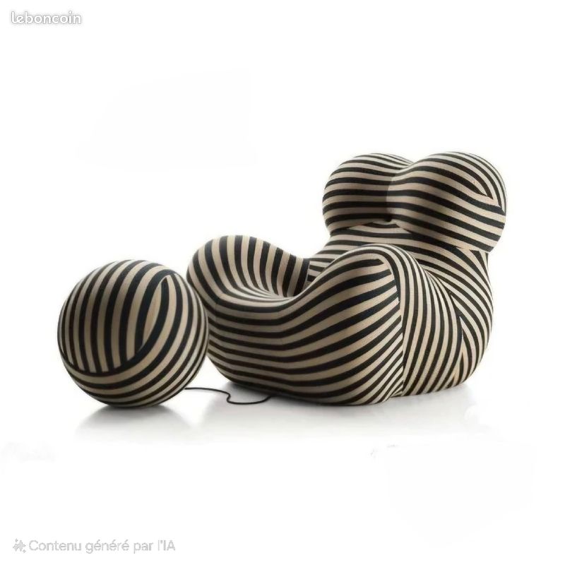 Pouf design en mousse avec repose-pieds assorti (image 1)
