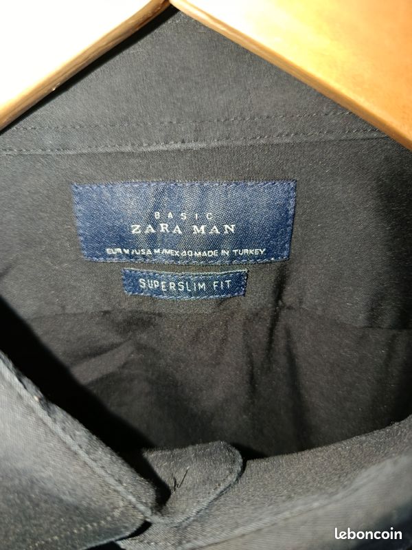 Chemise ultra slim Zara man noir taille m (image 3)