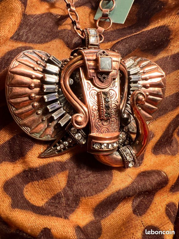 Collier Vintage Signé REMINISCENCE - Métal Argenté, Bon état, Pièce Unique Rétro