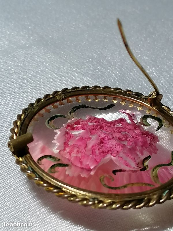 Ancienne Broche Art Déco En Plexiglas - Bijou Vintage Occasion