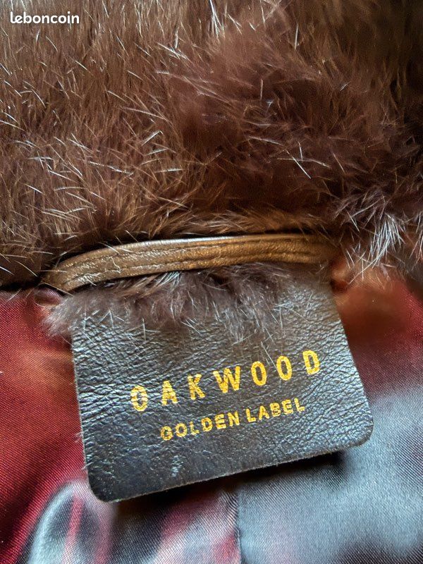 Veste Mixte Pull/cuir Femme Nygard Collection - Taille 8 - Col En Fourrure De Lapin Teintée - Marron - Occasion Très Bon état