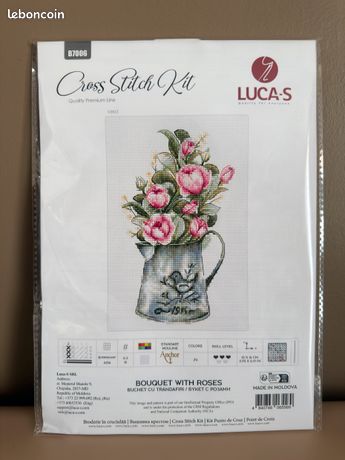 Kit Broderie Point De Croix Luca-S B2402 Motif Roses - Toile Zweigart Et Fils De Qualité