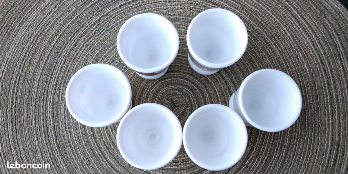 Lot De 6 Coquetiers Arcopal Vintage - Collection Roses De France - Blanc