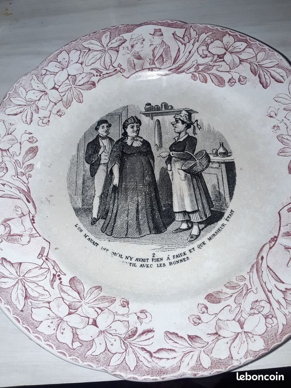 Assiette amusante rose de badonviller(hj) (image 1)