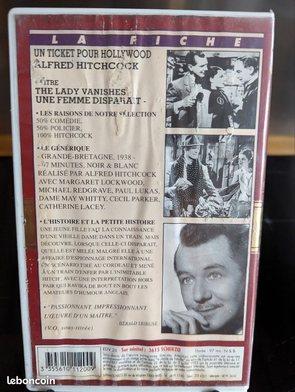 Cassette vidéo VHS Hitchcock une femme disparaît (image 2)