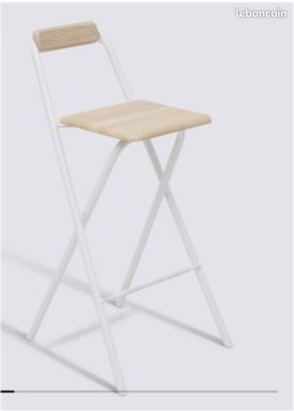 Chaise haute de bar pliante Hauteur 98cm, Blanche (image 2)