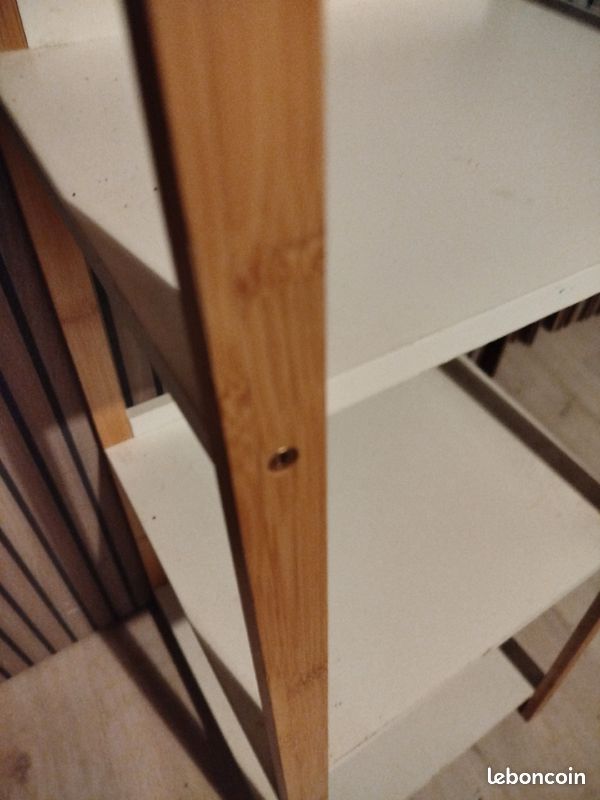 Petit meuble3tablettes bois et blanc (image 9)