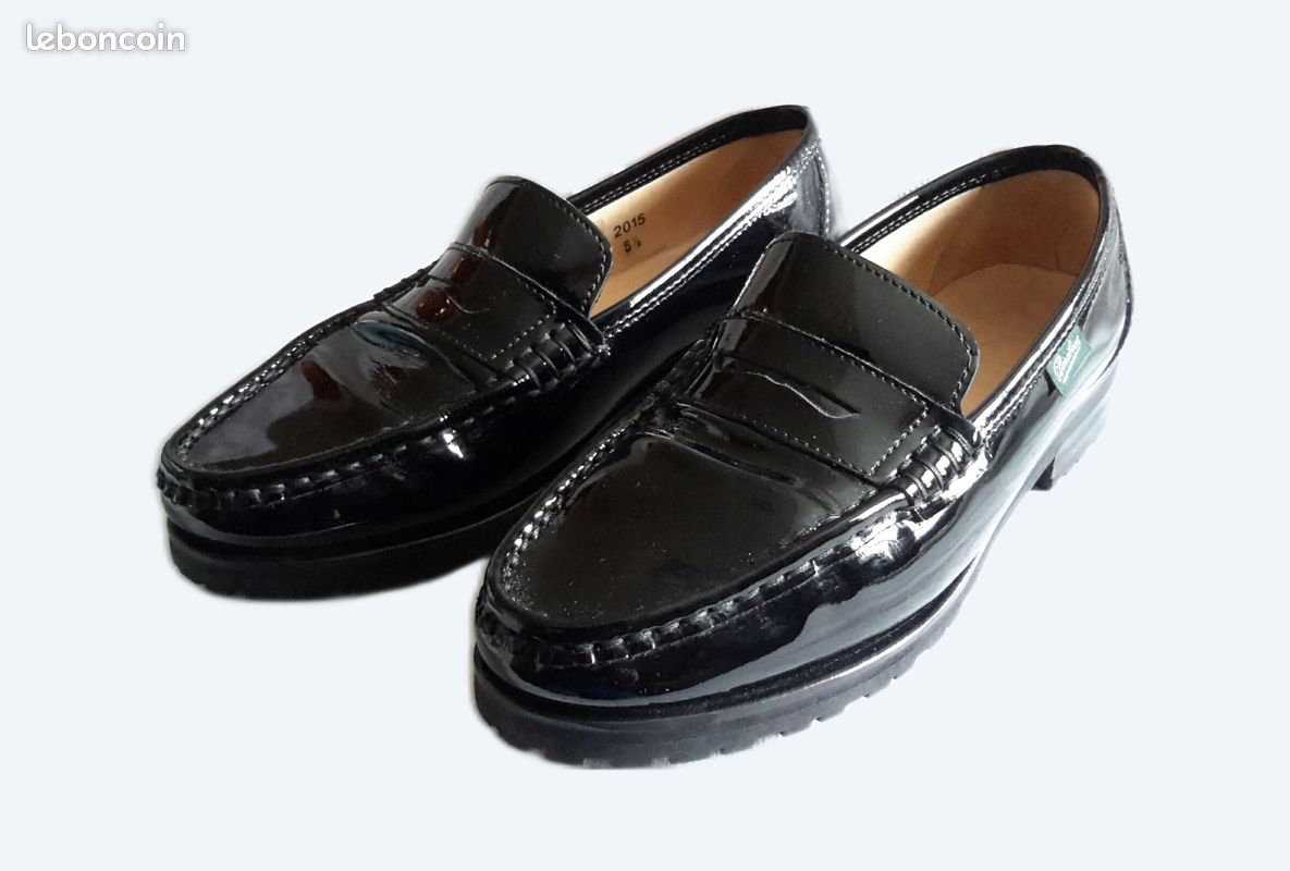 Mocassin Paraboot vernis noir modèle Vignon Taille 38.5 - Chaussures