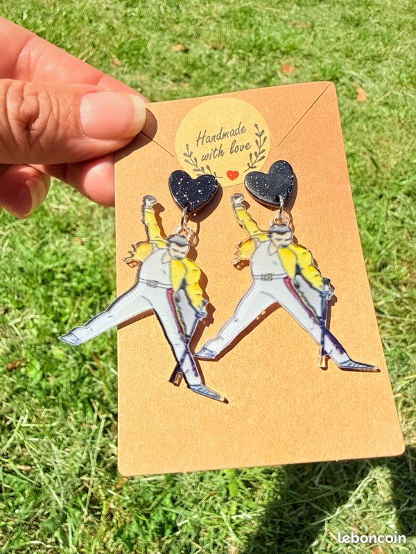 Boucles d’oreilles Freddie Mercury jaune (image 2)
