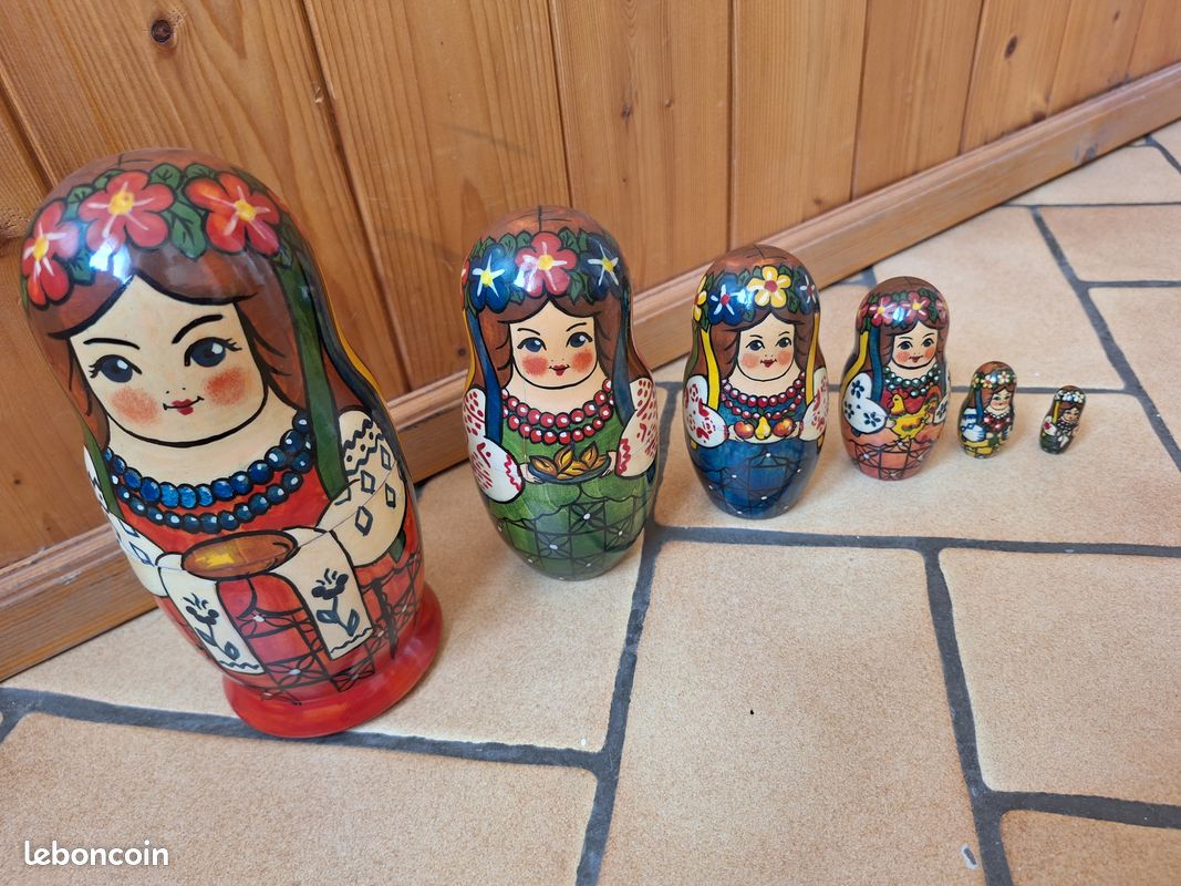 LOT DE 6 Boites Poupées Russe Gigognes en Bois Peint Vintage EUR 12,00